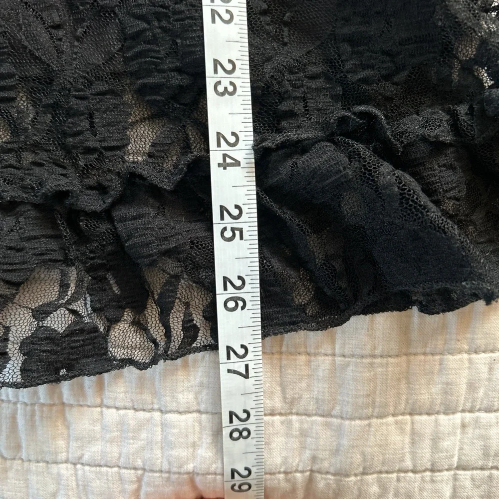 Sexy Y2K sheer floral lace bow ribbon babydoll mini dress lingerie small